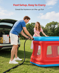 QPAU 3-in-1 bounce house compact storage for easy transport.