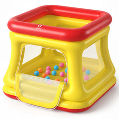 QPAU 3-in-1 inflatable bounce house fully set up for toddlers