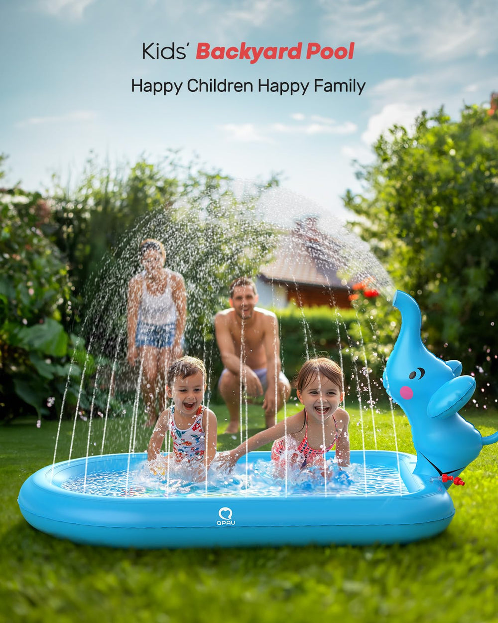 QPAU blue elephant hose connection enables spraying fun.