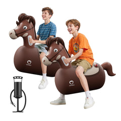 QPAU inflatable bouncy horse two-pack for outdoor play and shared fun.