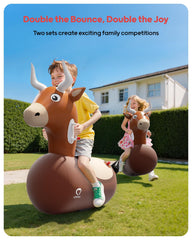 QPAU inflatable reindeer hopper close-up on easy-grip handlebars for confident bouncing.