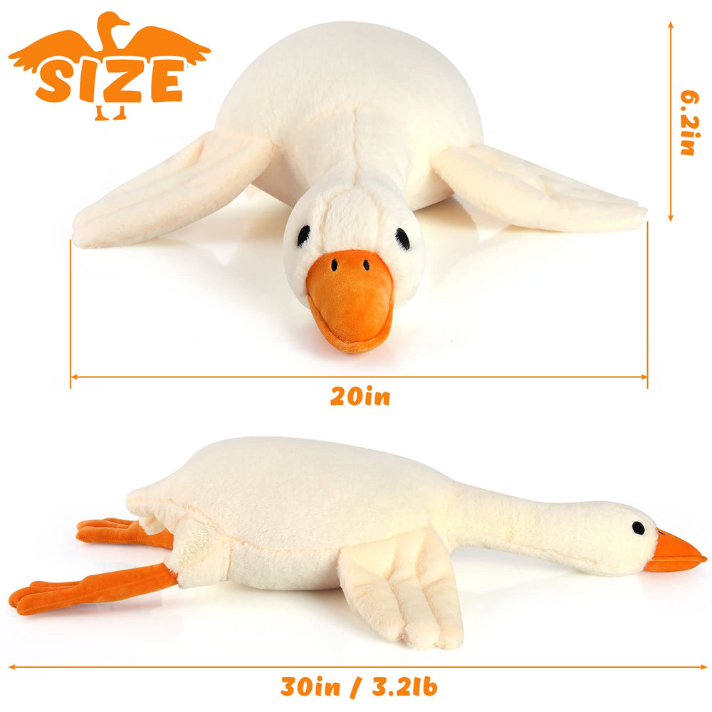 Close-up of transparent bead filling adding gentle weight to the goose plush.