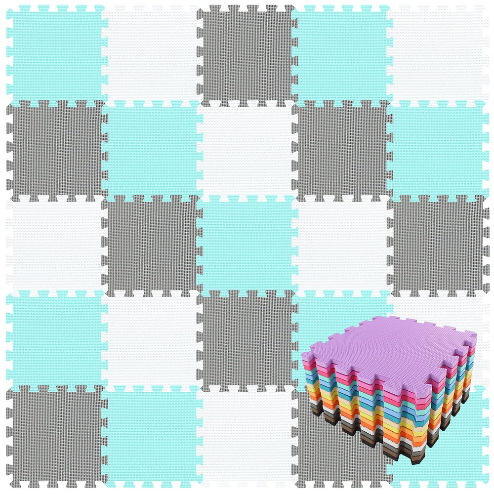 qqpp EVA 18-tile assembly closeup showing interlocking edges for a safe play surface.