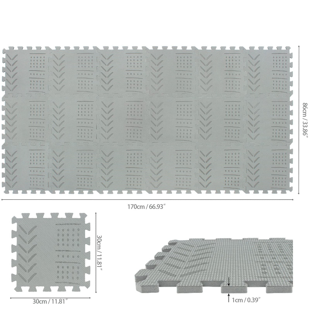 qqpp EVA 18 Tiles laser pattern adds elegance to a child's play space.