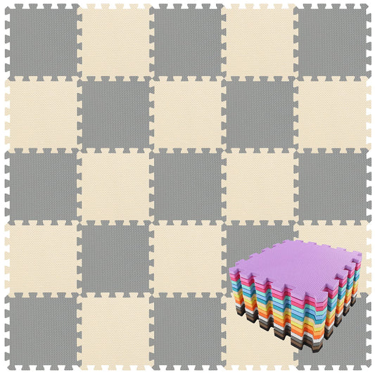qqpp EVA 18-tile interlocking mats provide a cushioned surface for safe play areas.
