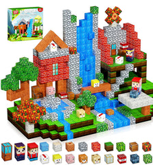 QRPQT magnetic blocks forest scene foster creative building play for kids 3-10