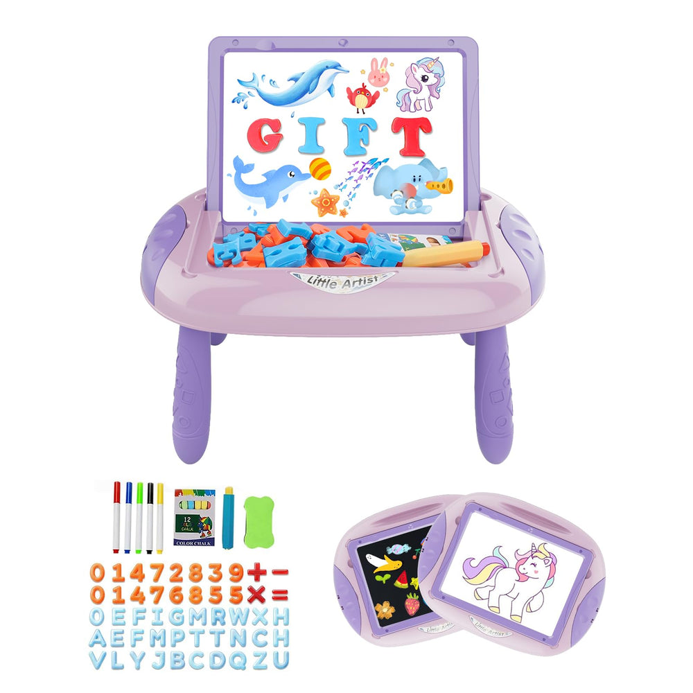 Qrytoi doodle easel whiteboard pink purple boosts creativity and early literacy skills.