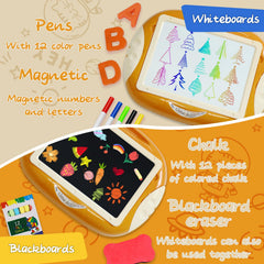 Qrytoi double-sided whiteboard and chalkboard for versatile art activities.
