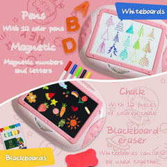 Qrytoi double-sided board with magnetic whiteboard and chalkboard for versatile creativity.