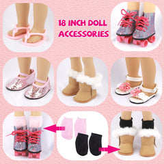 QSKJJI 18-inch doll roller skates with wheels for lively movement