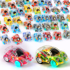 QSONSELL 50-pcs mini pull back cars in bright colors for party favors.