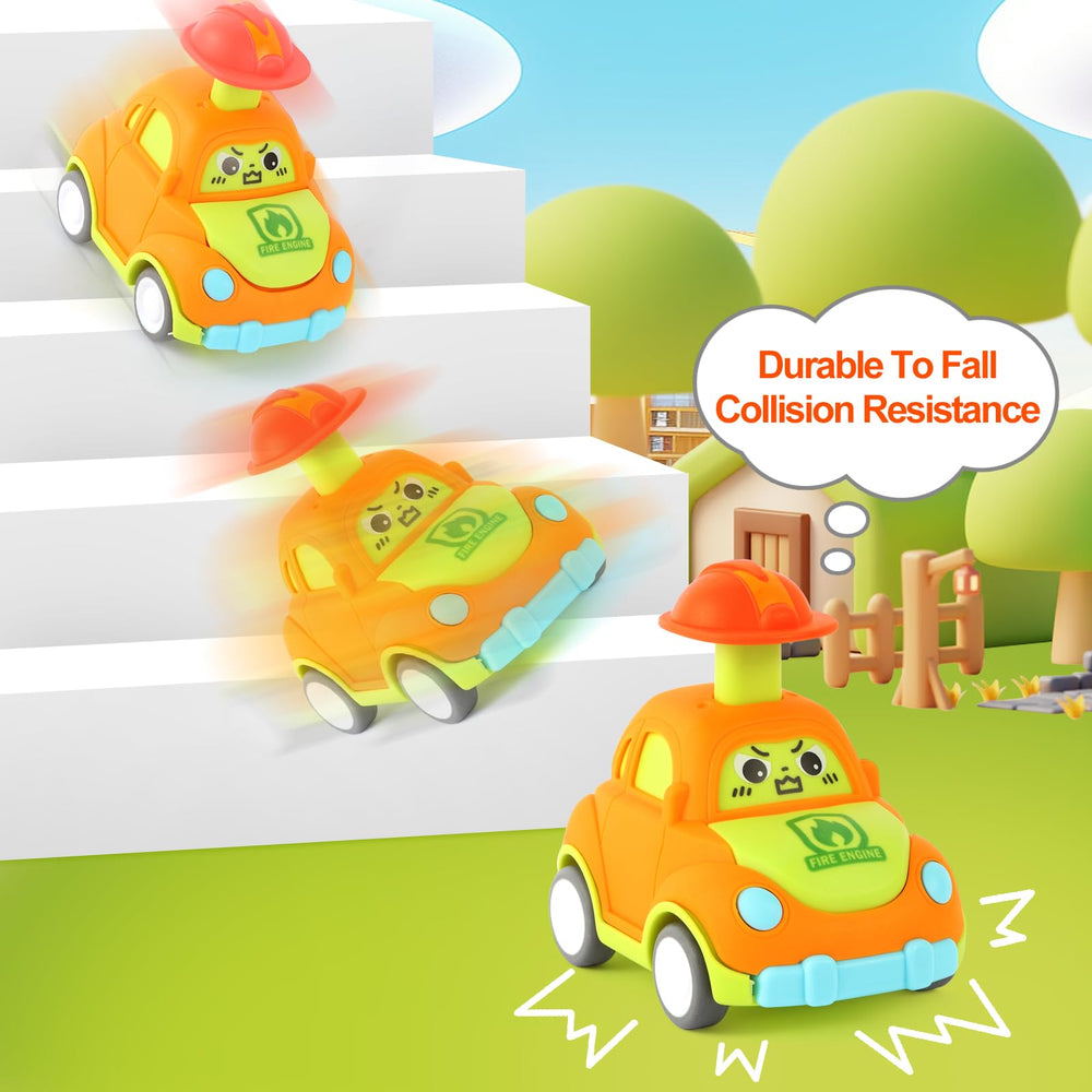 QSONSELL school bus pull-back toy, supports fast-paced pretend travel.