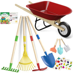 Qtioucp kids wheelbarrow set assembly video demonstrates easy setup for parents.