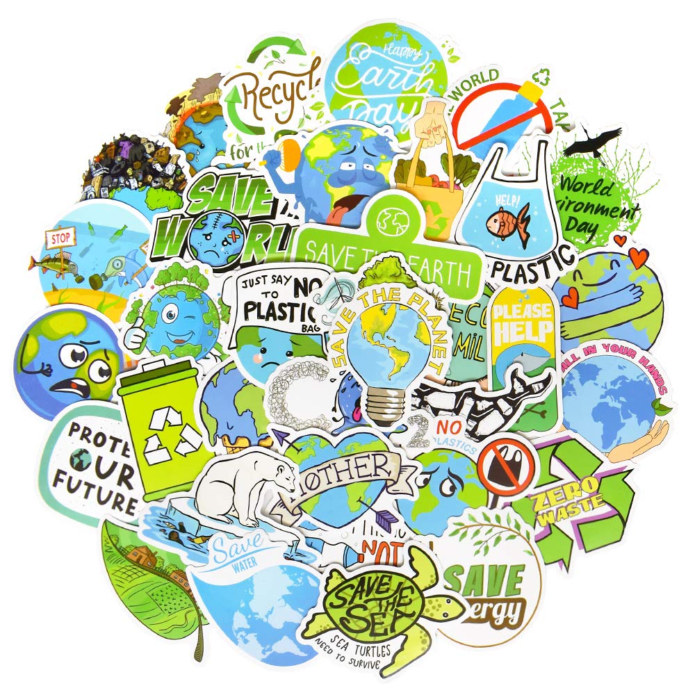 QTL Earth Day kids sticker pattern, ideal for water bottle decorating.