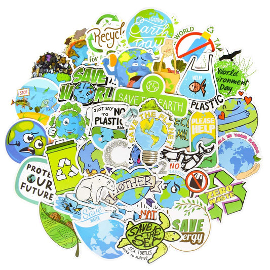 QTL Earth Day kids sticker pattern, ideal for water bottle decorating.