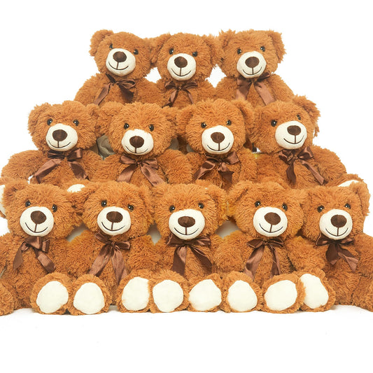 Quaakssi bulk teddy bears, 12-pack, dark brown, 13.5 inches, ideal for gifting