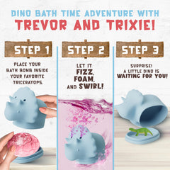 Quack Quack Moo dinosaur egg bath bomb reveals a toy during tub time