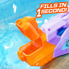 Quanquer buckle-design water gun showing quick open and leak-free operation.