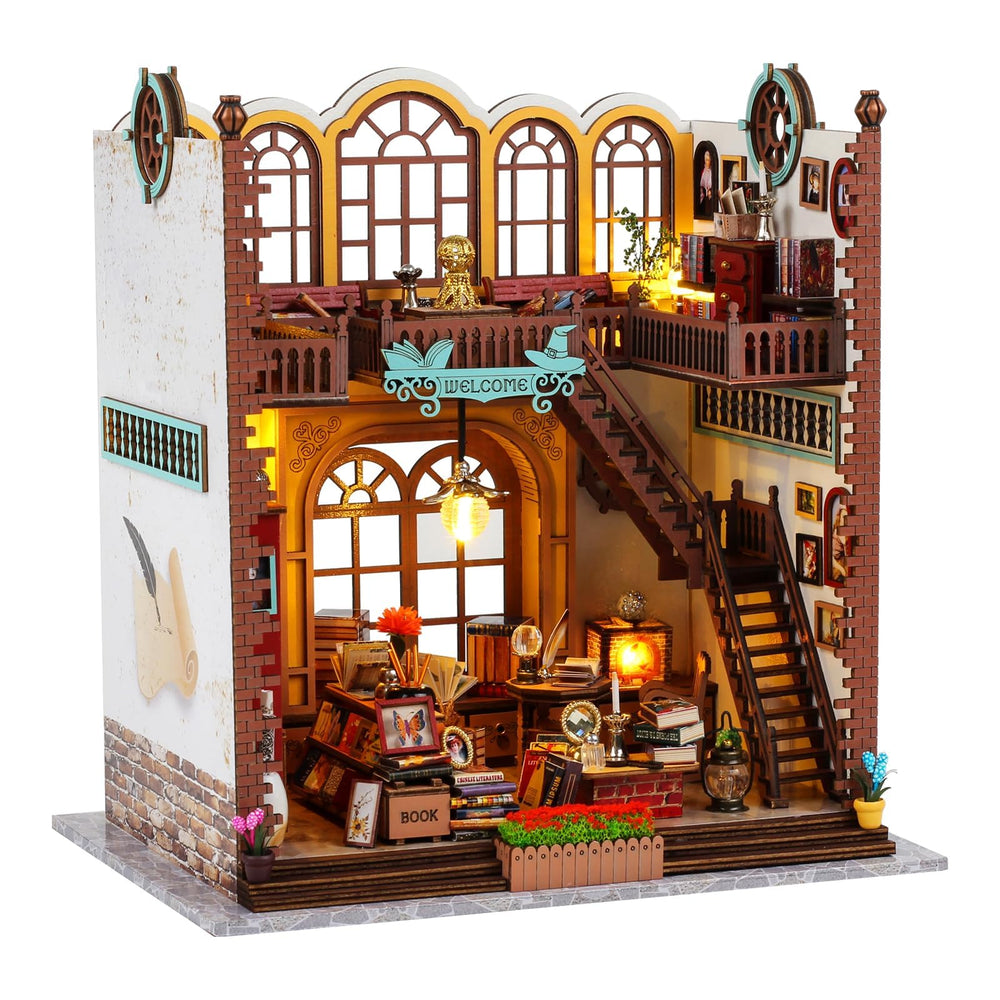 Quanquer mini book nook with wooden base, ideal shelf decor and cozy ambience.