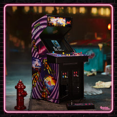 Quarter Arcades TMNT 1/4-scale rechargeable battery supports cordless play anywhere.