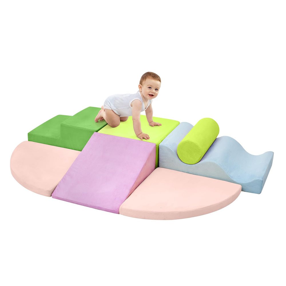 QUCHI 7-piece climbing blocks set for safe indoor play and creative stacking