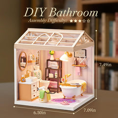 Qudify bathroom tub with clawfoot and LED glow for authentic miniature scenes.