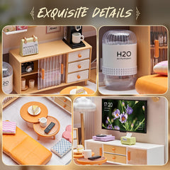 Qudify miniature living room kit rug adds warm texture to a shelf display