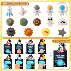 Qudoustar valentines cards space designs paired with mochi for classroom exchanges
