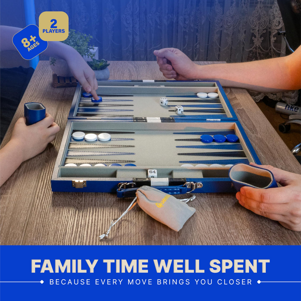 Queensell backgammon soft felt surface, quiet glide for smooth moves.