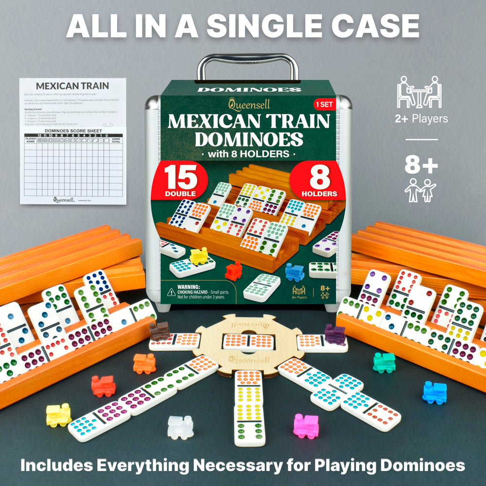 Queensell complete Mexican Train set packaged for gift-ready nights.