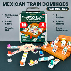 Queensell double-15 domino tiles with dots for classic play.
