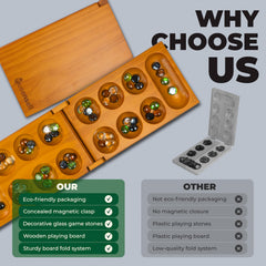 Queensell Mancala board is ideal for family nights or on-the-go play.