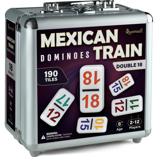 Queensell Mexican Train Dominoes tiles with numbers enable easy play and clear scoring.