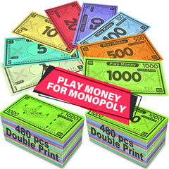 Queensell Play Money full 480-bill pack for ready-to-play learning.