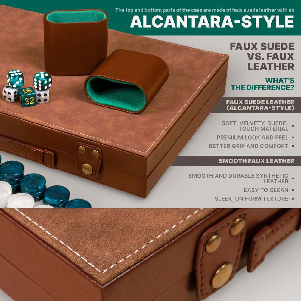 Queensell Premium 15-Inch Backgammon Board open, roomy play surface for strategic moves.