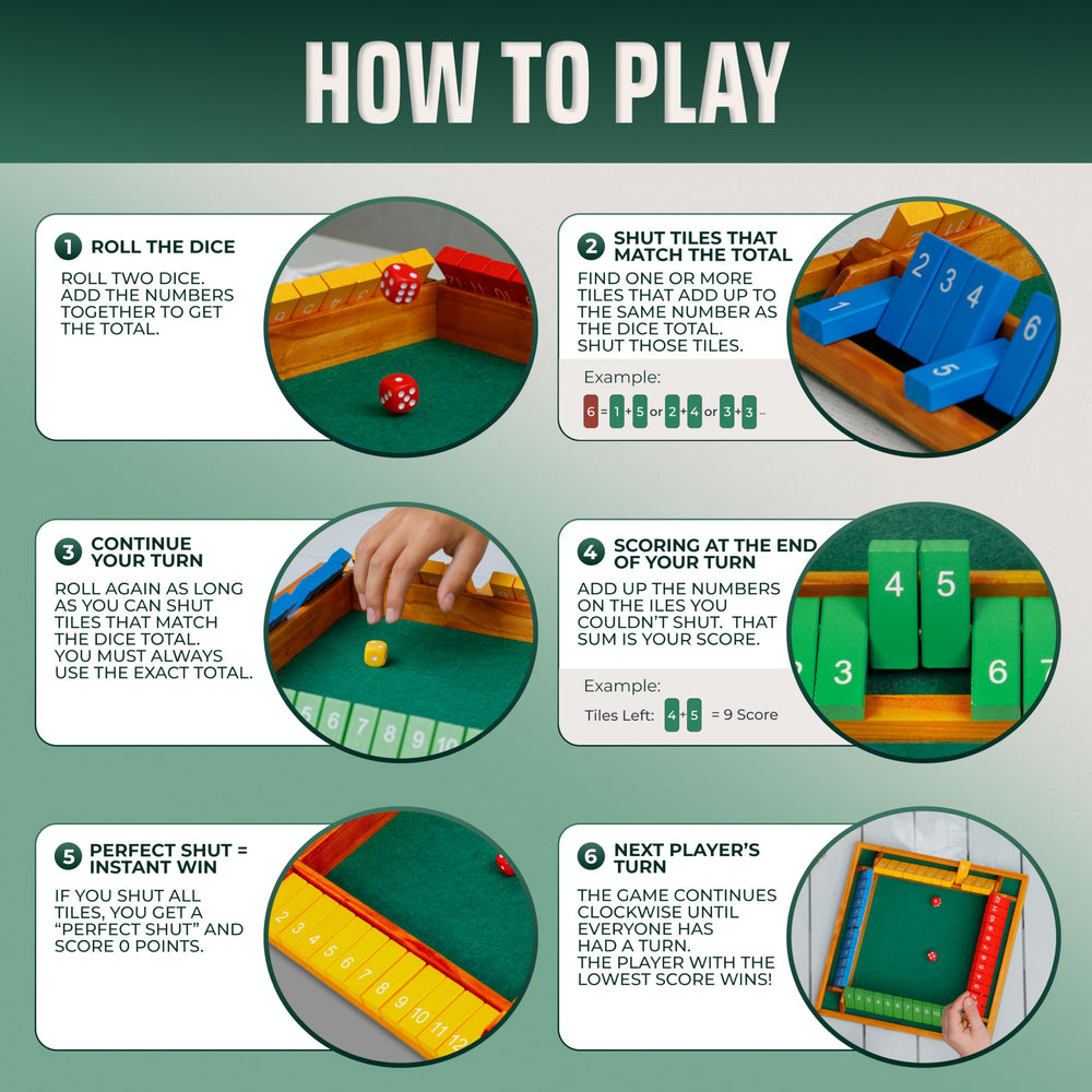Queensell Shut The Box 10 colorful dice spark engaging turns.
