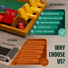 Queensell Shut The Box anti-slip feet help stable play.
