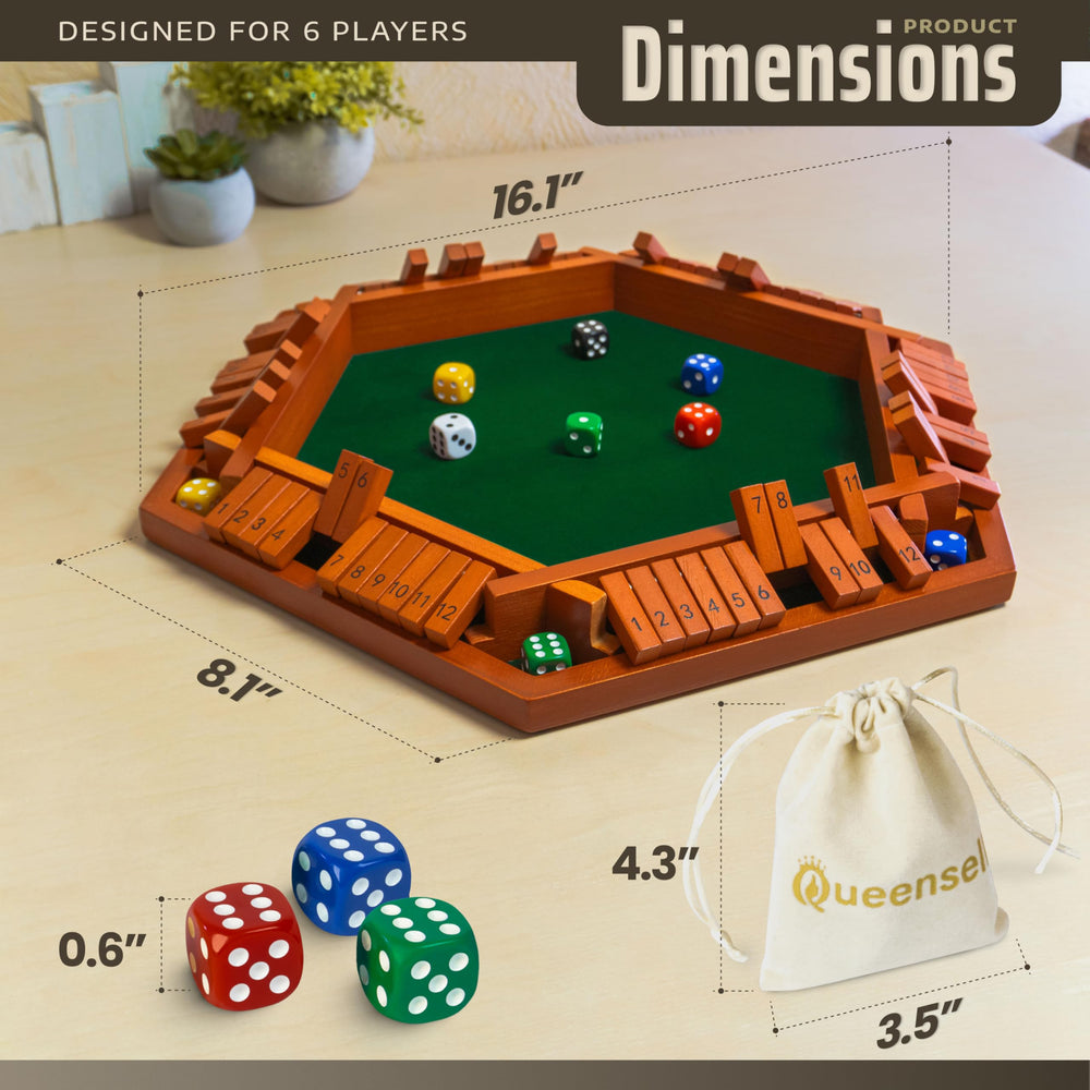 Queensell Shut The Box wooden dice and felt deliver smooth, quiet rolls