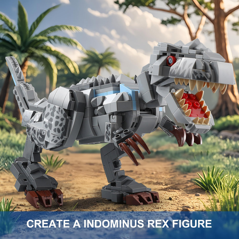 QUENTINAG Dual dinosaur building sets with 908 pieces for creative STEM fun