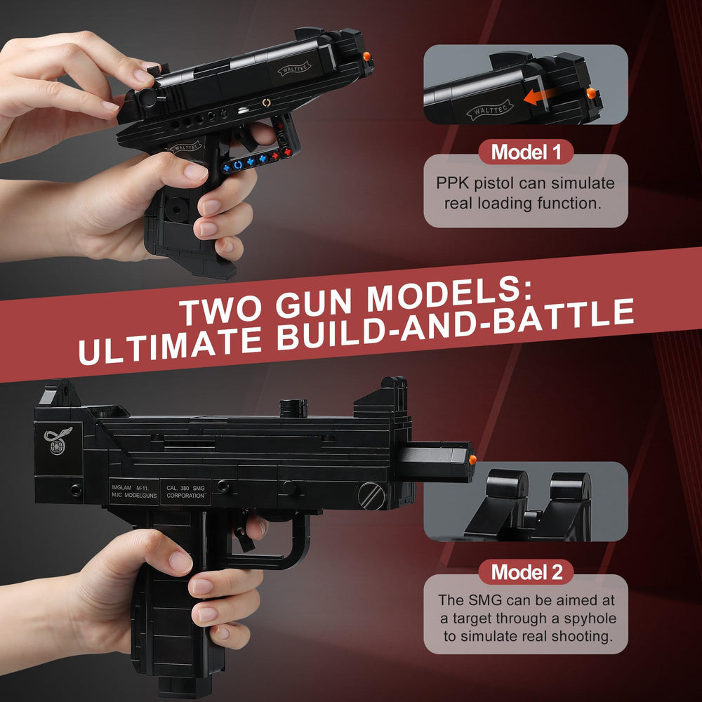 QUENTINAG MAC-10 model bricks deliver dynamic poseability and rugged display appeal.