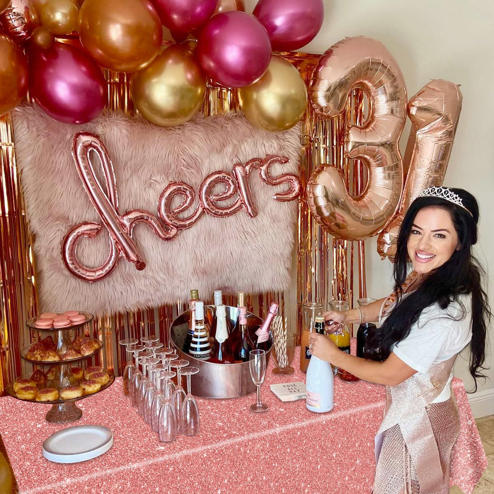 QUERICKY pink rose gold background decor for photos and party backdrops