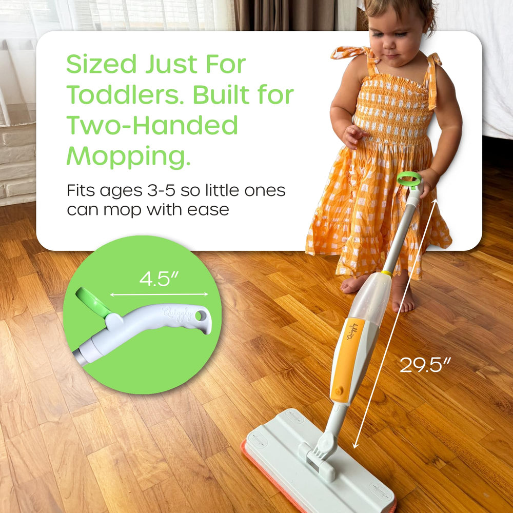 Quiggly real water sprayer function adds authentic cleaning experience for kids.
