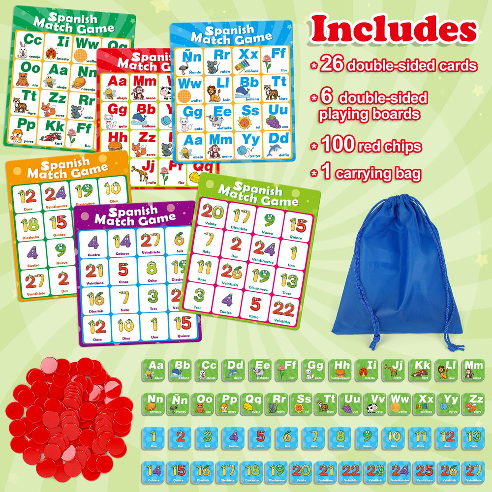 Quilinz double-sided bingo cards with numbers and letters for flexible learning