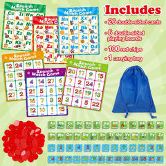 Quilinz double-sided bingo cards with numbers and letters for flexible learning