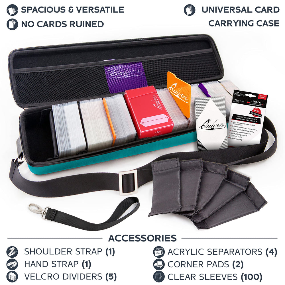 Quiver Time Teal Card Case mesh pocket for accessories storage.