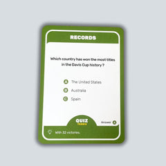 Quiz Tennis challenges category card tests quick thinking.