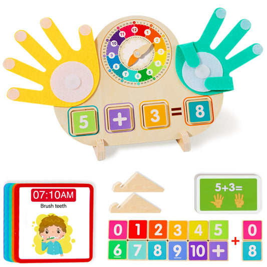 Quliwise 2-in-1 math blocks and teaching clock for counting and time concepts
