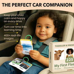 QUOKKA 225 animals flash cards encourage recognition during car rides.