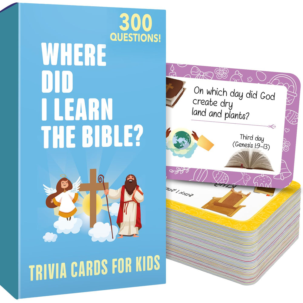 QUOKKA 300 Bible Trivia card front with question for kids during family Bible study.