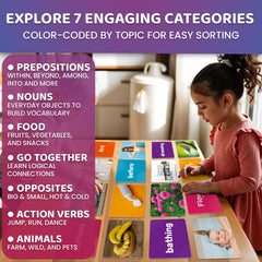 QUOKKA 364 prepositions category cards aid spatial language practice.